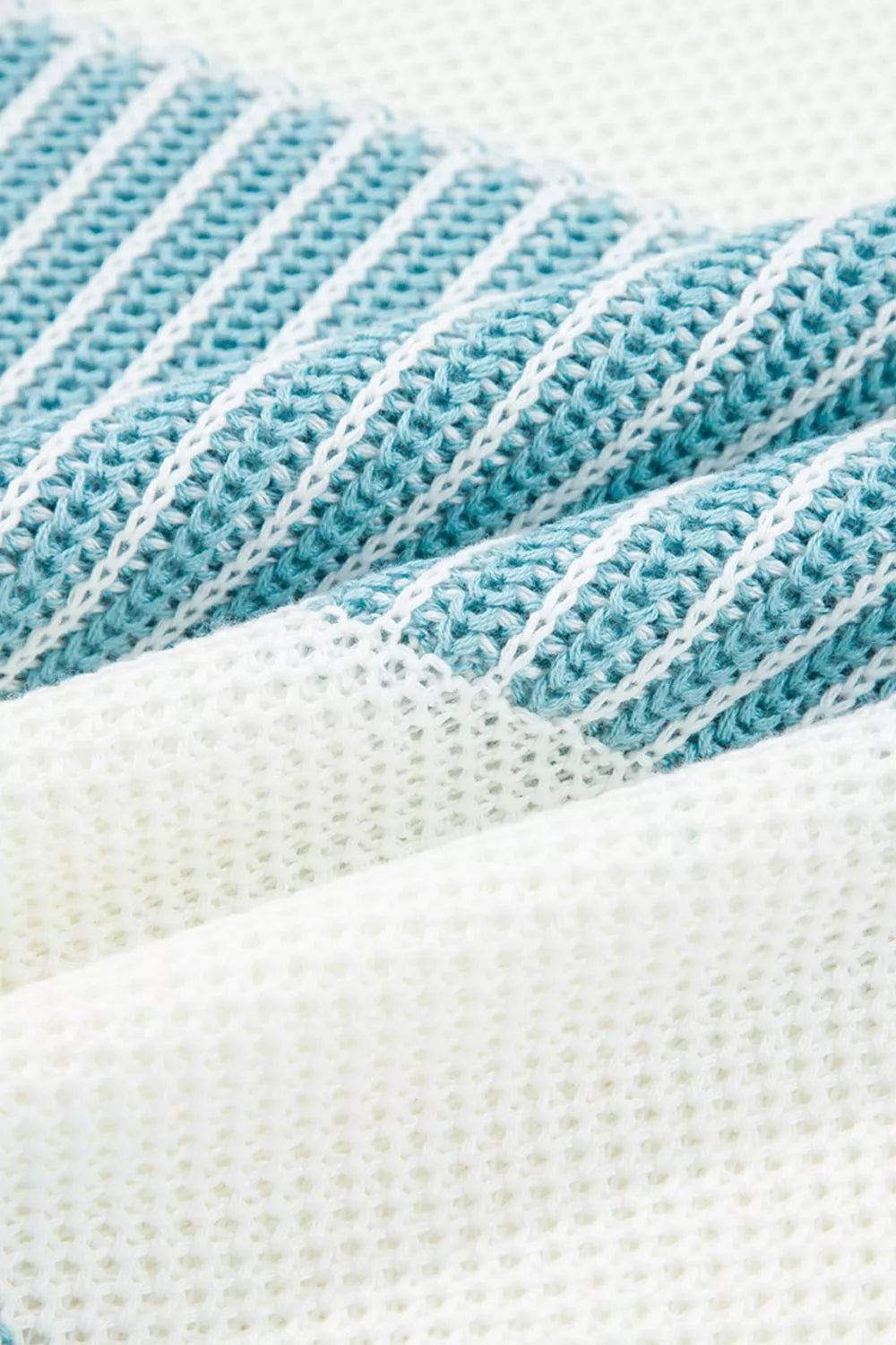 Two Tone Striped Patchwork Drop Shoulder Loose Sweater