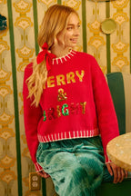 BiBi Christmas Theme Sequin Lattering Sweater