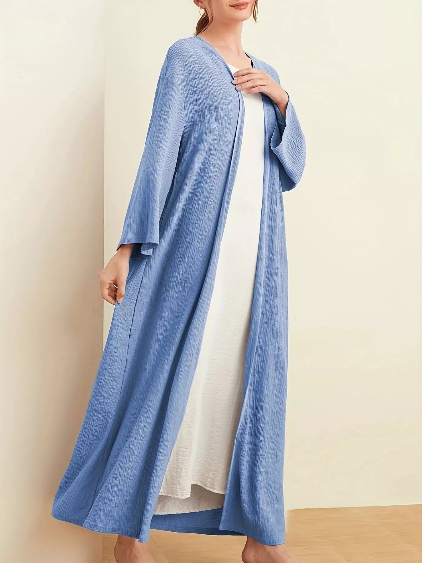 Open Front Long Sleeve Longline Cardigan