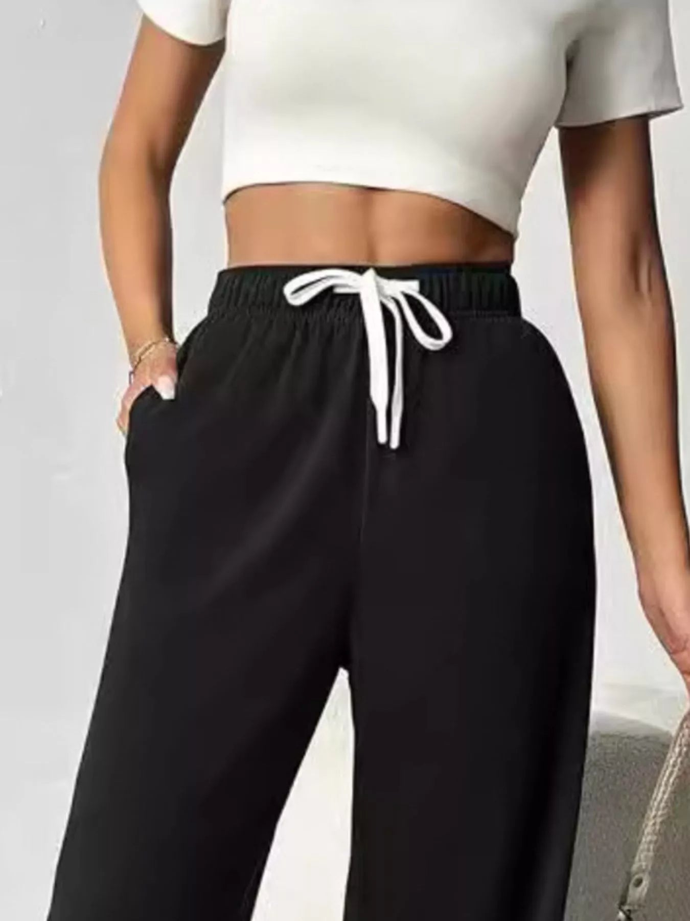 Drawstring Wide Leg Pants