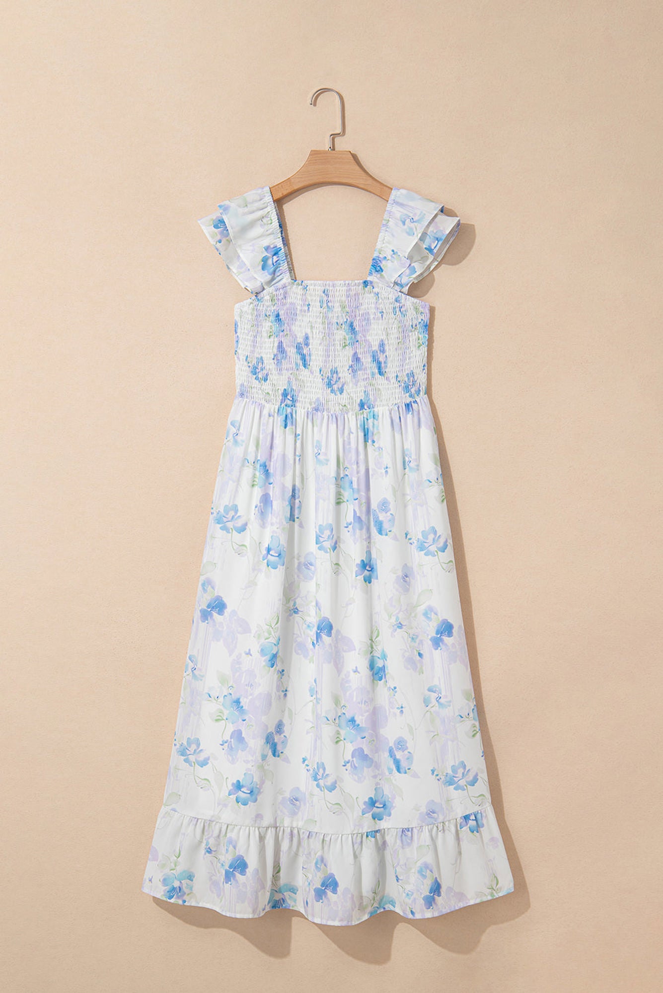 Josephine Floral Smocked High Waist Sleeveless Long Dress