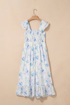 Josephine Floral Smocked High Waist Sleeveless Long Dress