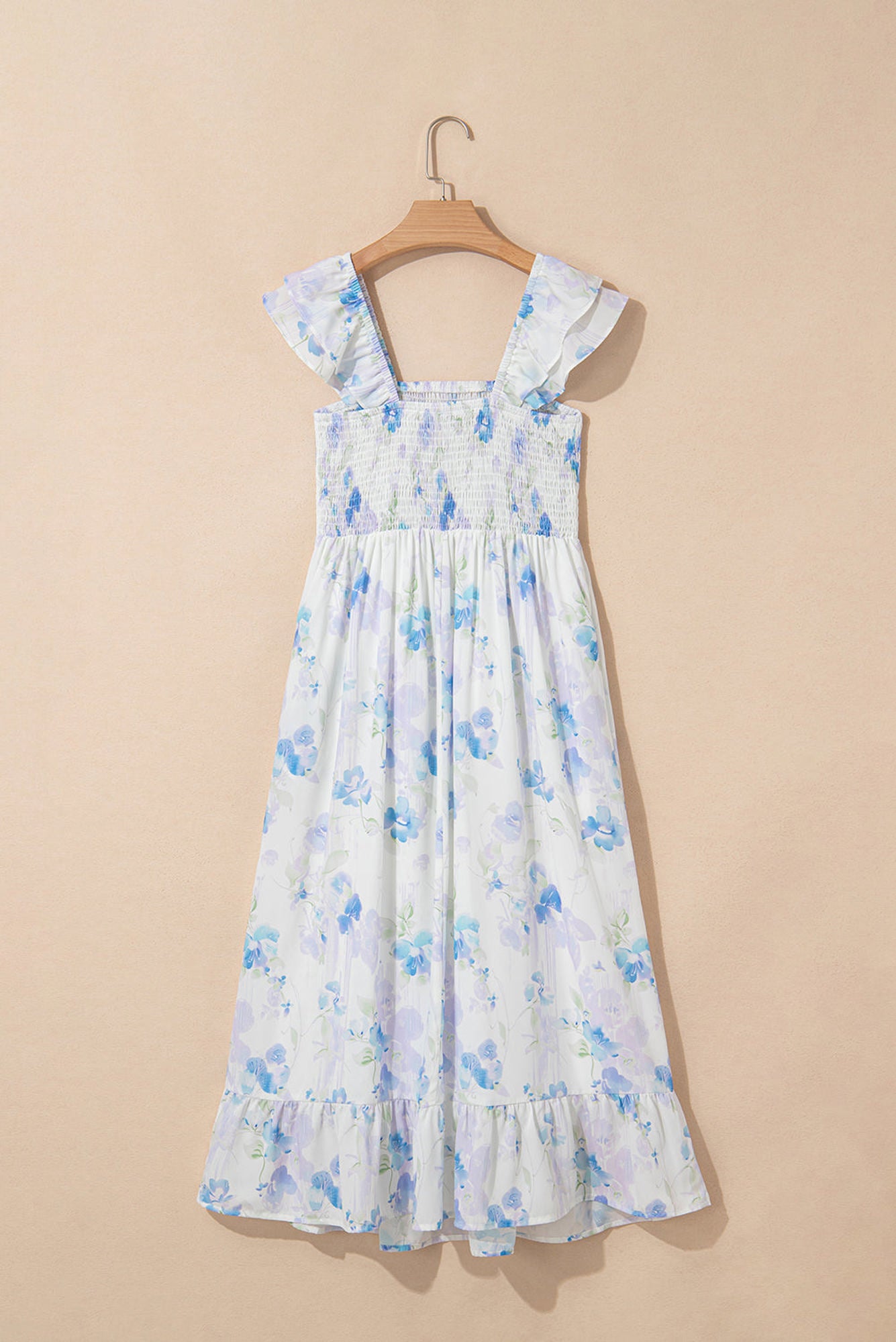 Josephine Floral Smocked High Waist Sleeveless Long Dress
