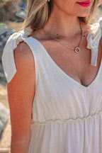 Kenia Solid Color Tied Straps Ruffle Tiered Mini Dress