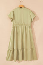 Leia Plus Size Notched V Neck Maxi Dress