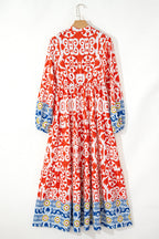 Lenora Boho Geometric Printed Long Sleeve Maxi Dress