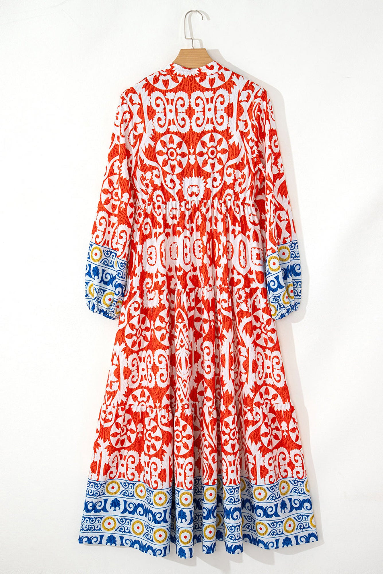 Lenora Boho Geometric Printed Long Sleeve Maxi Dress