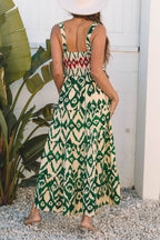 Sarahi Western Aztec Shirred A-line Sleeveless Maxi Dress