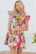 Skye Ruffled Flutter Sleeve Tiered Mini Dress