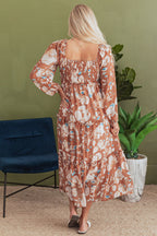 Willow Floral Shirred Square Neck High Waist Maxi Dress
